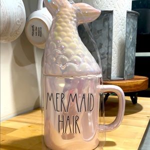 Rae Dunn mermaid mug with topper